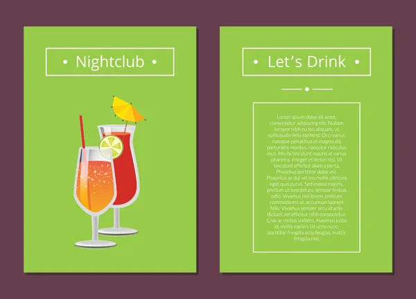 Soirées discothèques Permet de boire Affiche avec de la limonade — Image vectorielle