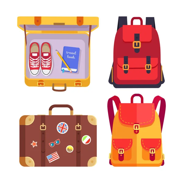 Travel Book in Luggage Set Vector Illustration — Stock Vector