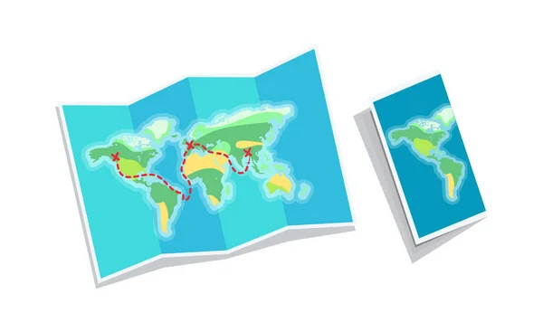 Folleto del mapa del mundo aislado sobre fondo blanco — Vector de stock