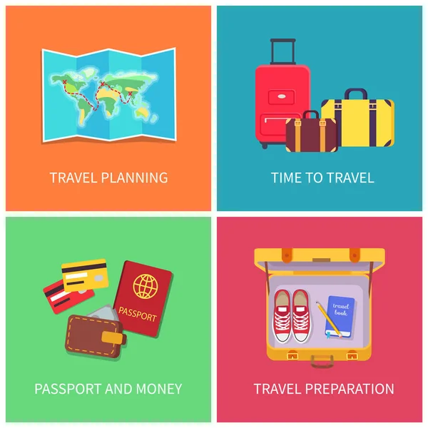 Travel Planning Banners Set Vector Illustration — Stock Vector