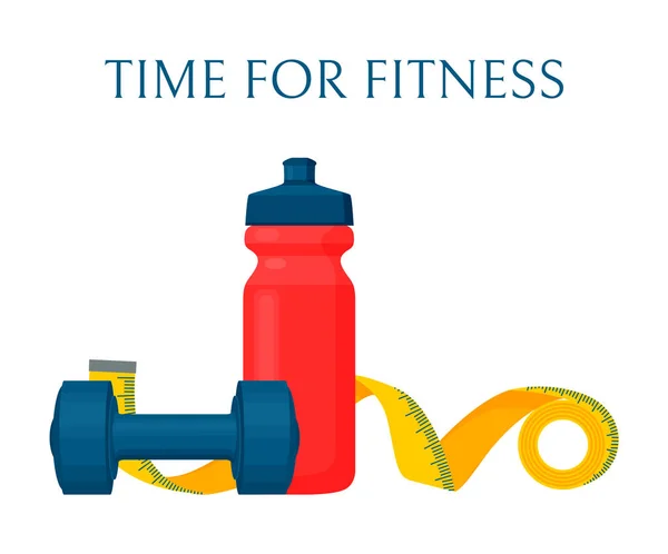 Time for Fitness Color Banner, Vector Illustration — Stock Vector