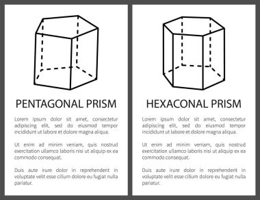 Pentagonal ve altıgen prizmalar, vektör çizimler