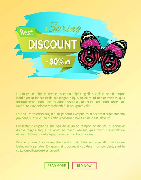 Mejor Primavera Descuento 30 Off Label Butterfly Vector — Vector de stock