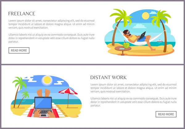 Frilans- och avlägsen arbete Promo Internet-sidor — Stock vektor