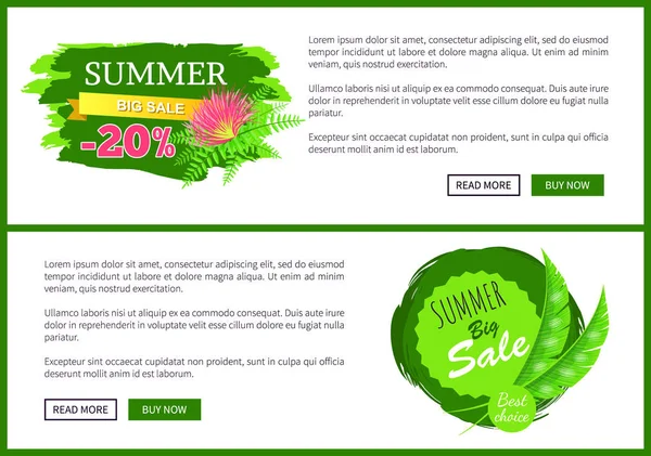 Publicidade Emblems with Green Leaves, Páginas da Web — Vetor de Stock