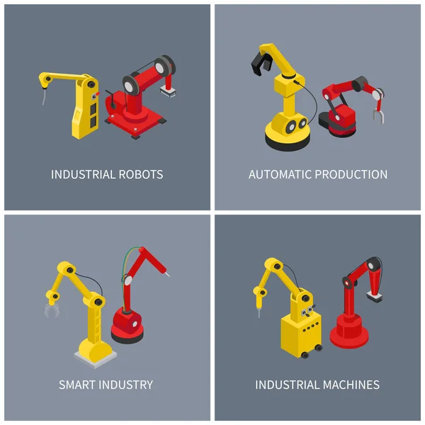 工业机器人与智能自动机组 — 图库矢量图片