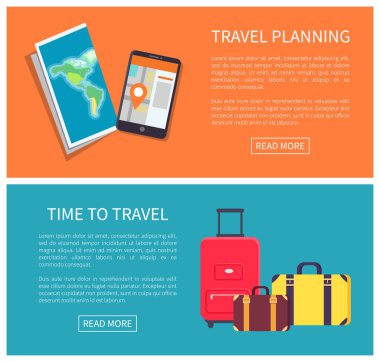 Web sayfaları kümesi vektör çizim planlama seyahat