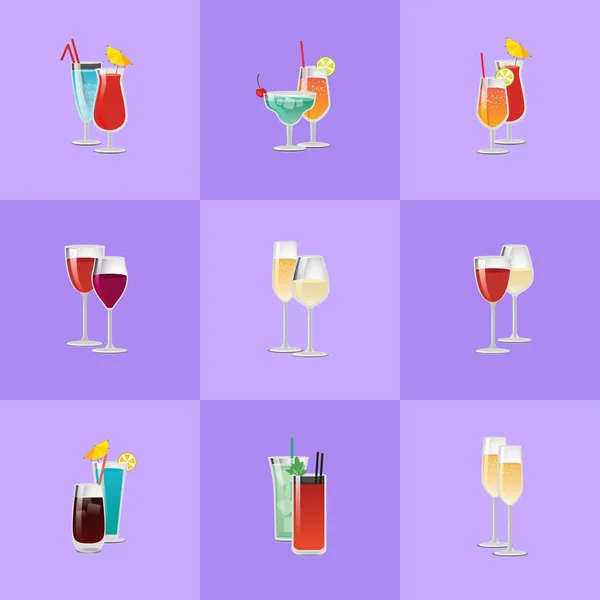 Par Cocktails elit klassiska och exotiska Drink — Stock vektor
