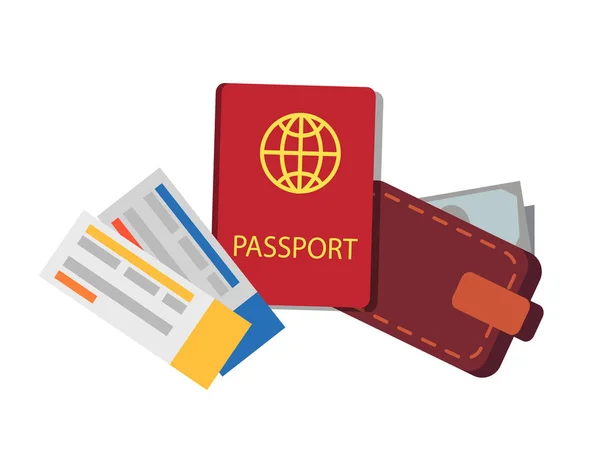 Passaporte Bilhetes Coleção Vector Ilustração — Vetor de Stock