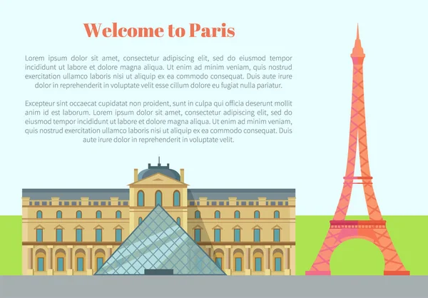 Bienvenido a París Banner promocional con vistas — Archivo Imágenes Vectoriales