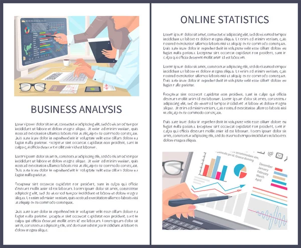 Affiches Analyse des entreprises et statistiques en ligne — Image vectorielle