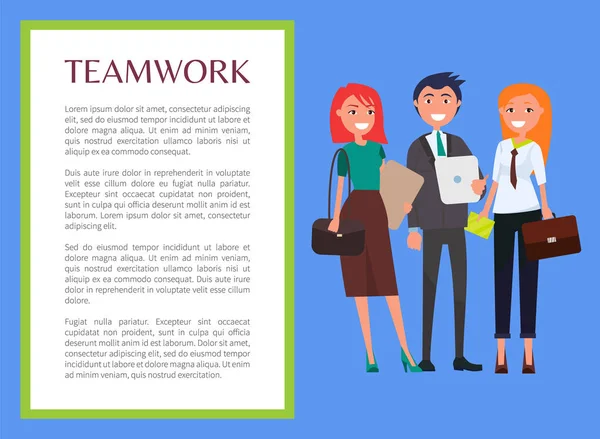 Teamwork-Banner mit modernen jungen Geschäftsleuten — Stockvektor