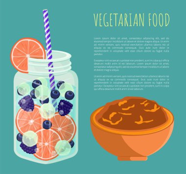 Vejetaryen yiyecekler Poster detoks diyet kavramı vektör