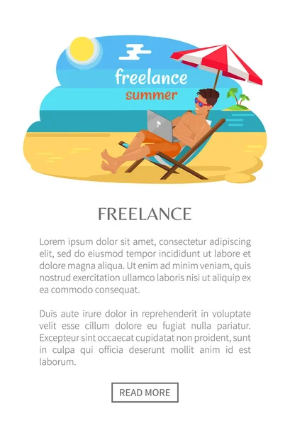 Freelance Summer Poster with Push Button Подробнее — стоковый вектор