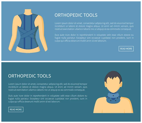 Ferramentas ortopédicas Fixação espartilhos Coleção Banner —  Vetores de Stock