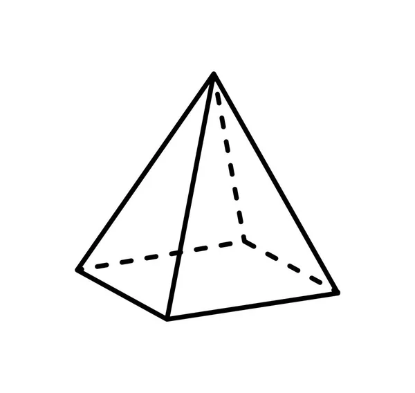 Quadratische Pyramidenprojektion gerade und gestrichelte Linie — Stockvektor