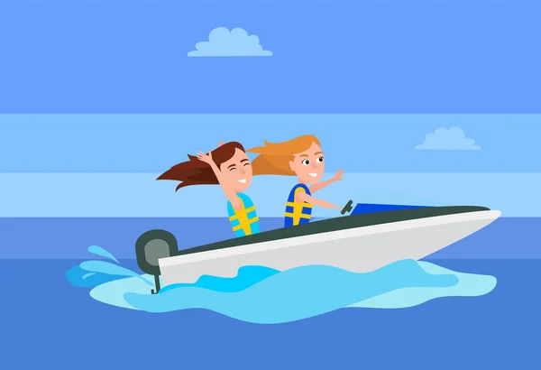 夏季划船活动矢量插画 — 图库矢量图片
