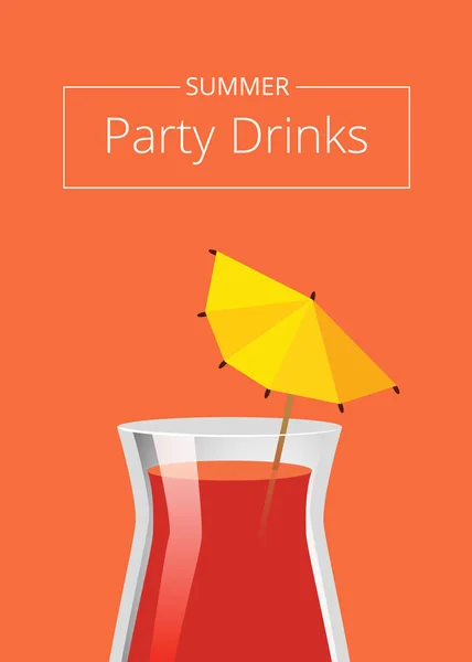 Sommerfest trinken Werbeplakat roter Cocktail — Stockvektor