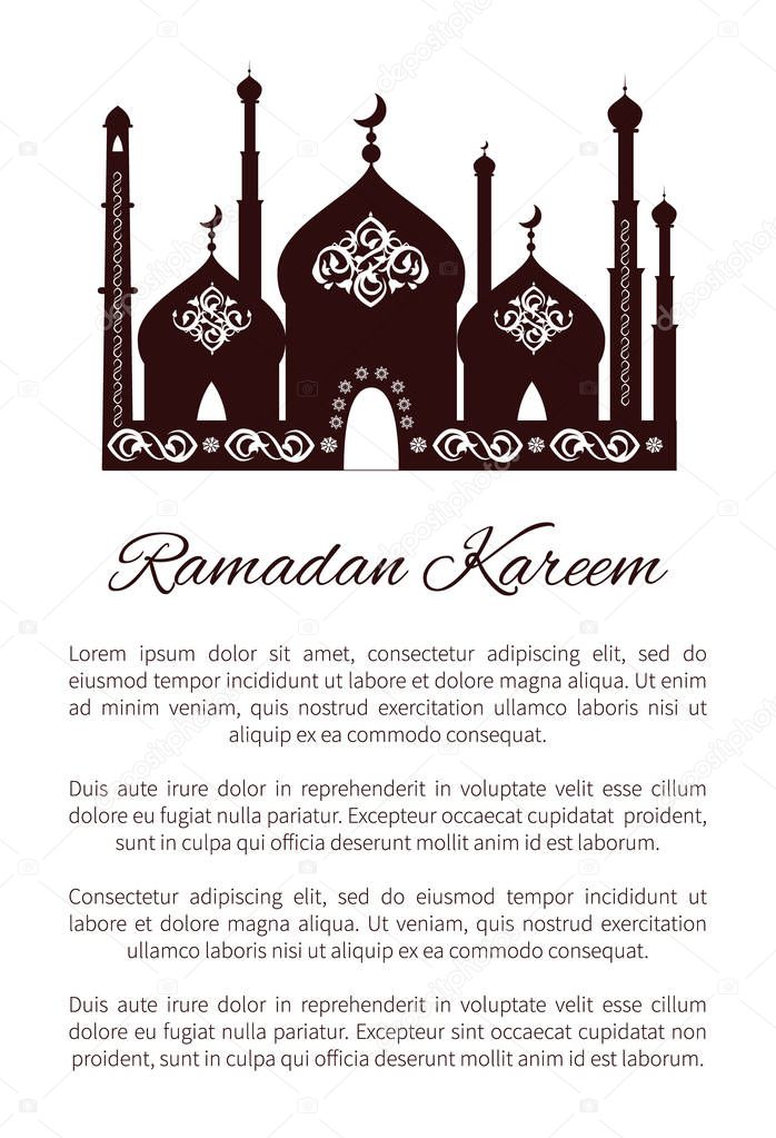Ramadan Kareem Postcard with Mosque, Worship Place