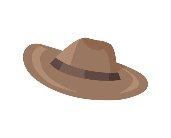 Brown Classical Hat with Brim Vector Illustration - Stok Vektor