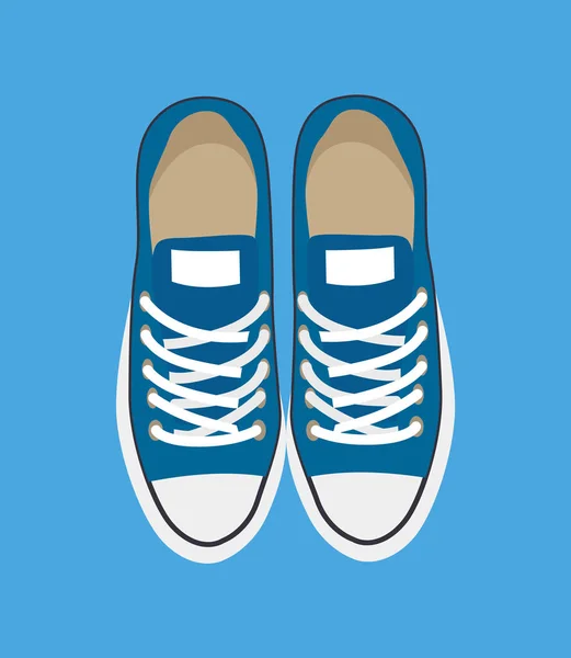Pair of Casual Sneakers Isolated on Blue Backdrop — Stock Vector