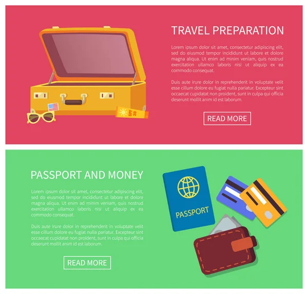 Planejamento de viagens Web Page Set Ilustração vetorial —  Vetores de Stock