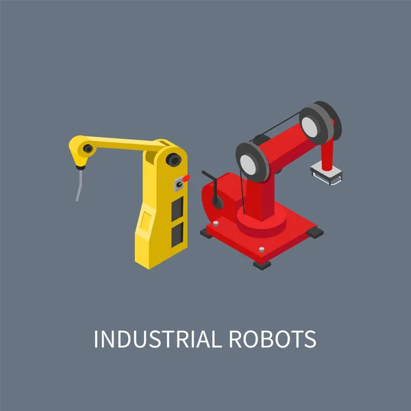 Βιομηχανικά ρομπότ ορίστε πολύχρωμες διανυσματικά εικονογράφηση — Διανυσματικό Αρχείο