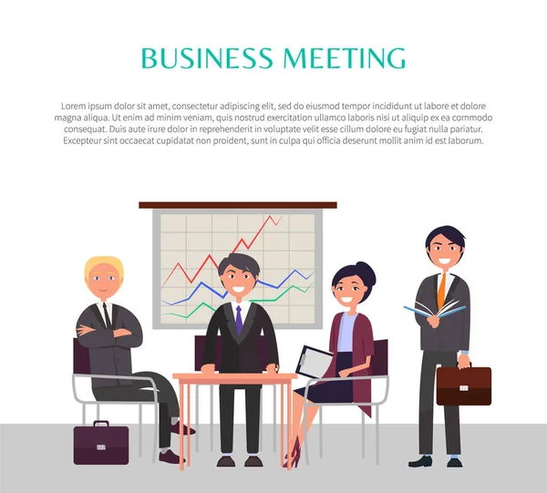 Business Meeting Promo Banner with Enterpreneurs — Stock Vector