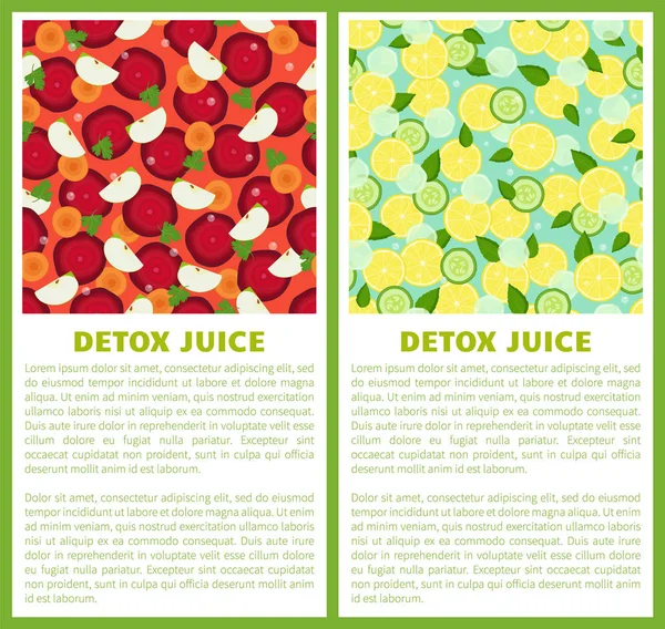 Detox χυμός συστατικά αφίσα δροσιστικό ποτό — Διανυσματικό Αρχείο