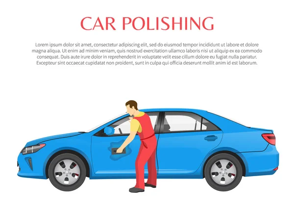 Auto Polieren Plakat und Text Vektor Illustration — Stockvektor