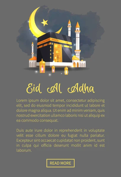 Eid Al Adha Holiday na página da Web no modo Noite — Vetor de Stock