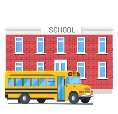 Otobüs geçen okul çizgi film illüstrasyon izole
