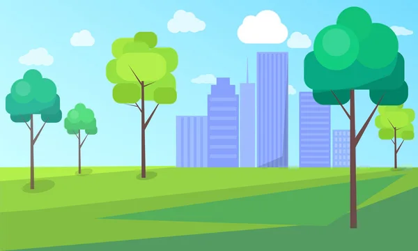 Paisaje del Parque de la Ciudad con Árboles Verdes — Vector de stock