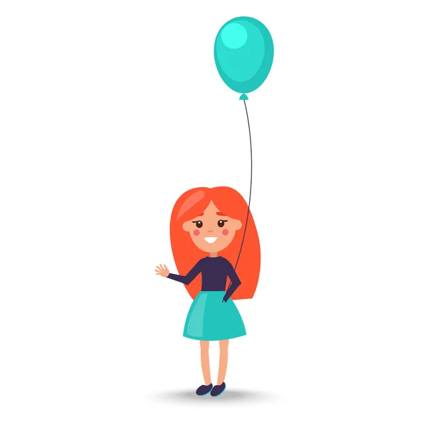 Flicka med ballong isolerad på vit vektor — Stock vektor