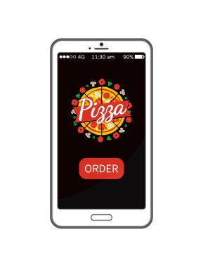 Pizza sipariş Smartphone App vektör çizim