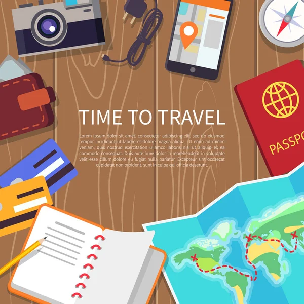 Time to Travel Poster Set Vector Illustration — Stock Vector