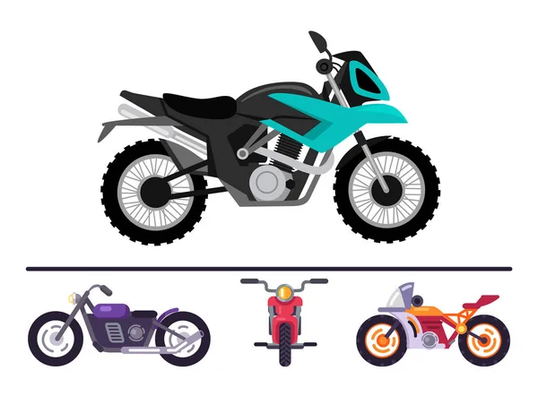 Moda bicicleta modelos conjunto motocicletas motocicletas — Vector de stock