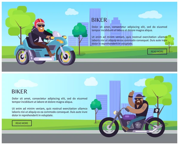 Journée de travail de vélo Événement annuel Affiches Web Set Promo — Image vectorielle