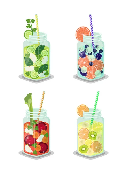 Detox dranken collectie vectorillustratie — Stockvector