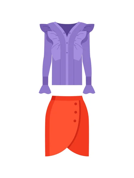 Bela camisa Lilac e vermelho saia cor pôster — Vetor de Stock