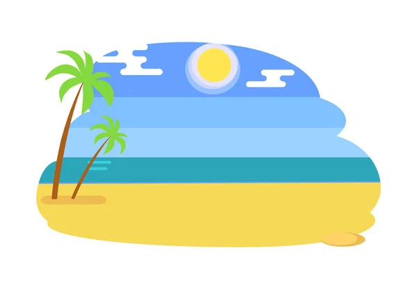 Meerblick mit tropischem Strand, heißer Sommer — Stockvektor