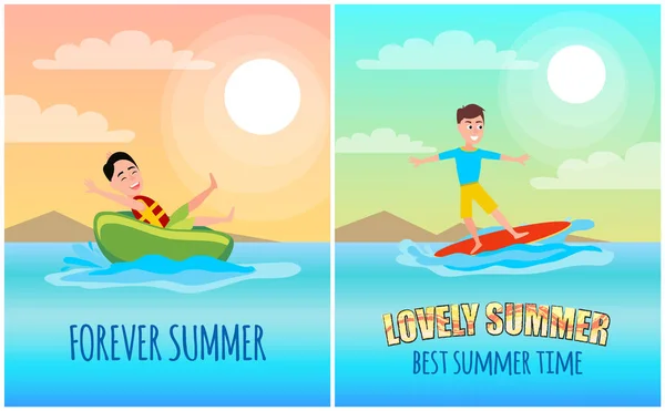 Siempre encantador verano, colorido banner vectorial — Vector de stock