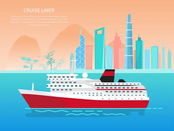 Cruise vonalhajózási Banner és szöveges vektoros illusztráció — Stock Vector