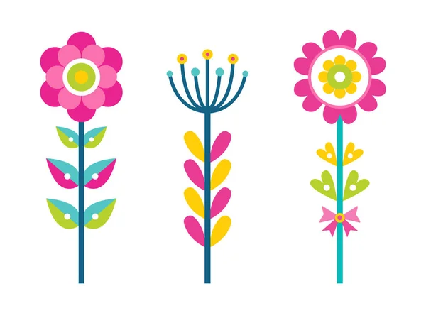 Fleurs fantastiques composées de détails colorés Set — Image vectorielle