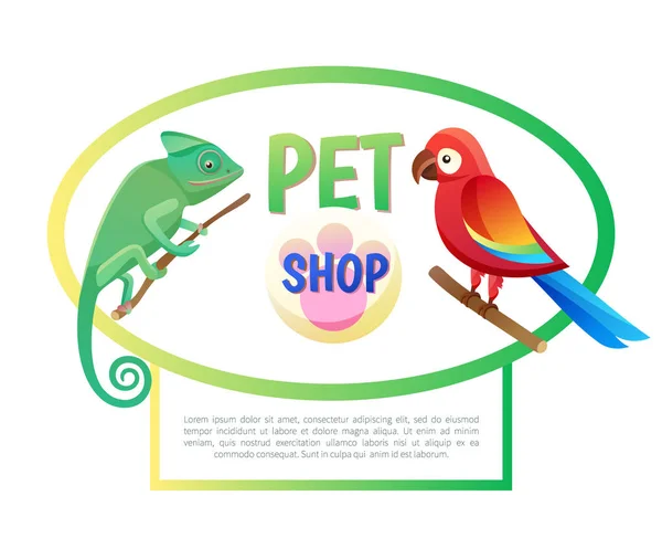 Tienda de Mascotas Póster con Animales Vector Ilustración — Archivo Imágenes Vectoriales