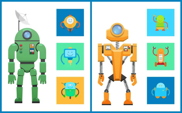 Cyber wezens Robots instellen vectorillustratie — Stockvector