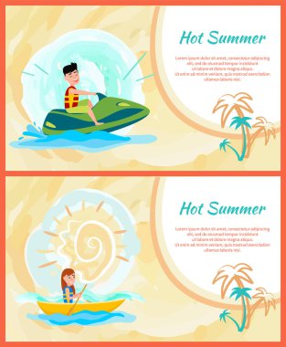 Sıcak yaz metin örneği vektör çizim ayarla