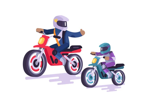 Bikers Family Colorful Poster Vector Illustration