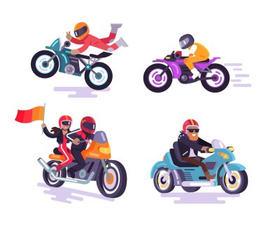 Bisikletçileri aşırı hobi vektör çizim Banner