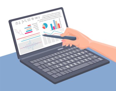 Laptop vektör çizim üzerinde koleksiyon çizelgeleri